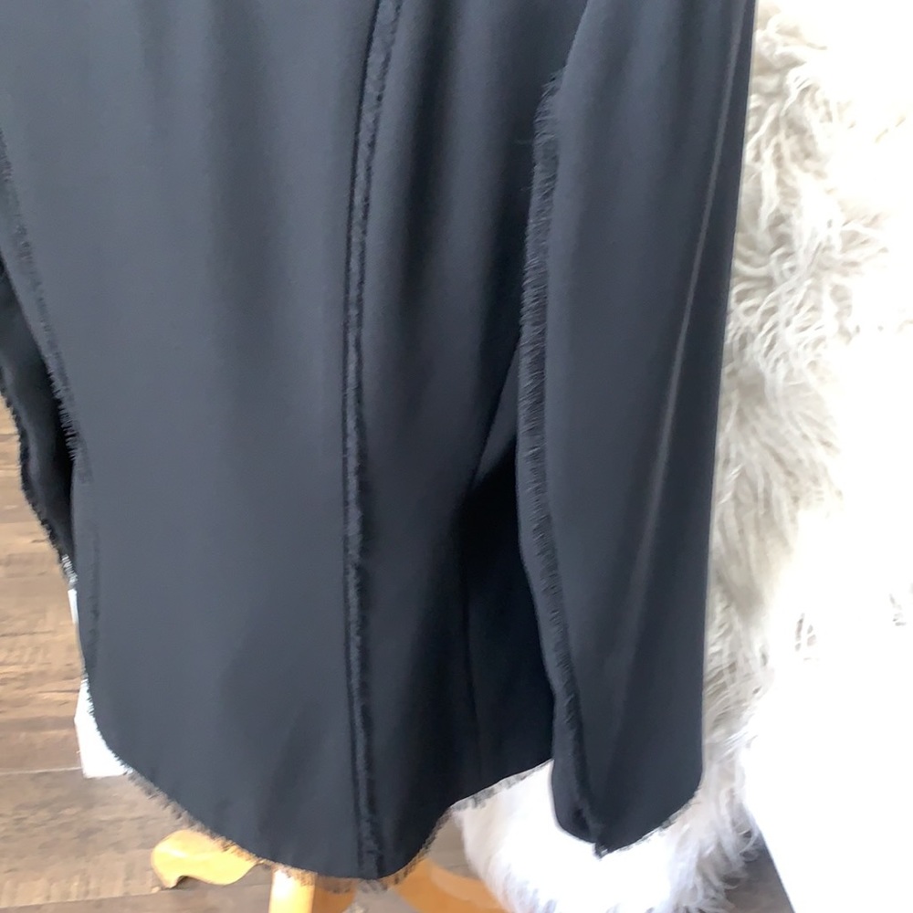 Black Blazer with Fringe Trim - Picture 6 of 11